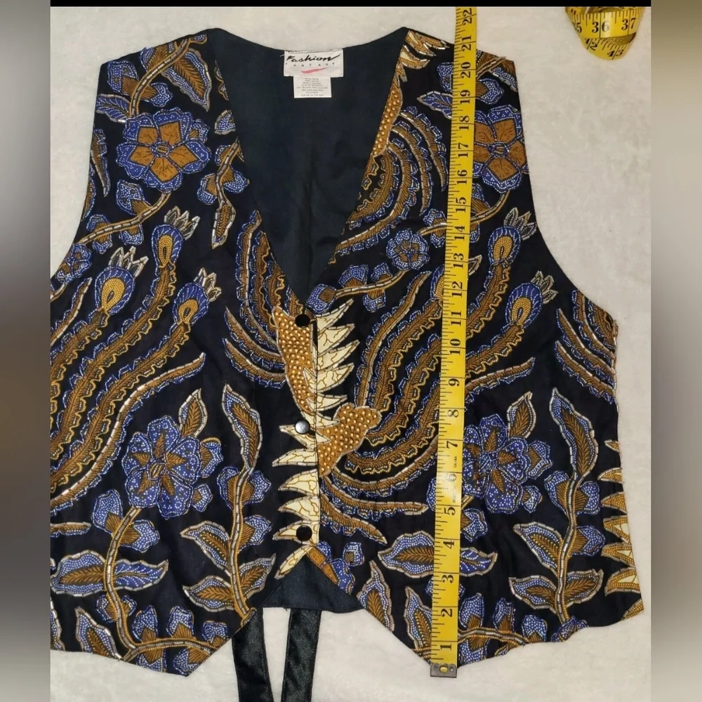 Vintage Fashion Fantasy 2 Piece Sparkling Floral Beaded Set Sz Sm/M Jacket Vest
